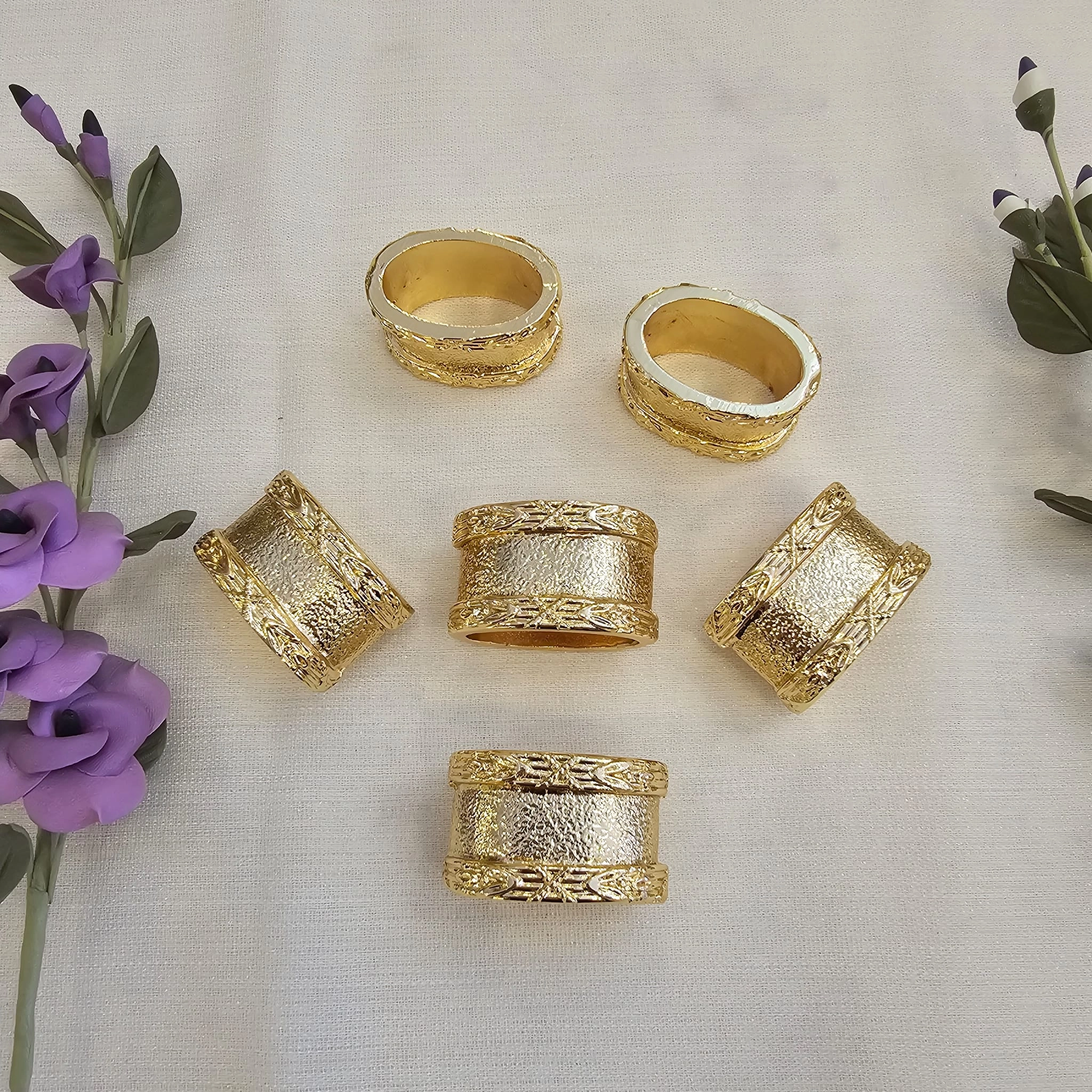 6 LI DÖKÜM METAL PEÇETE YÜZÜĞÜ GOLD