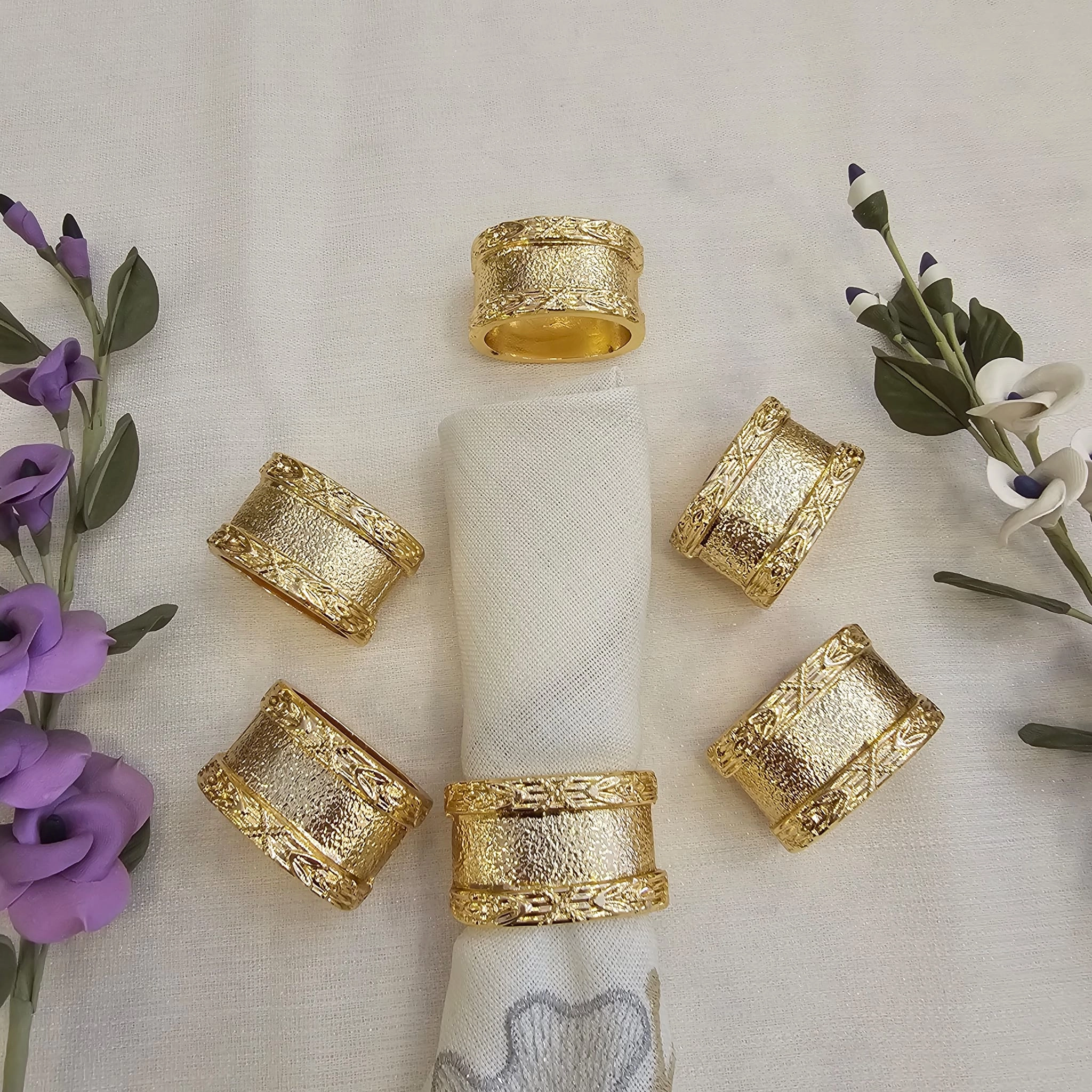6 LI DÖKÜM METAL PEÇETE YÜZÜĞÜ GOLD