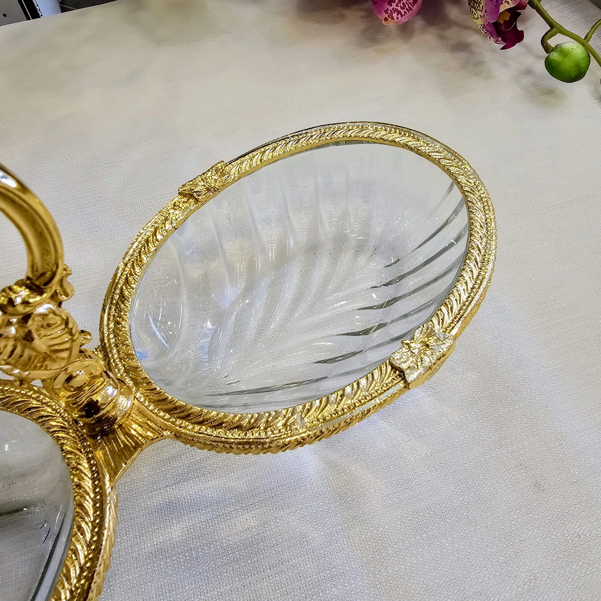 1 PARÇA 2 BÖLMELİ DÖKÜM METAL ÇERÇEVELİ ÇEREZLİK GOLD 