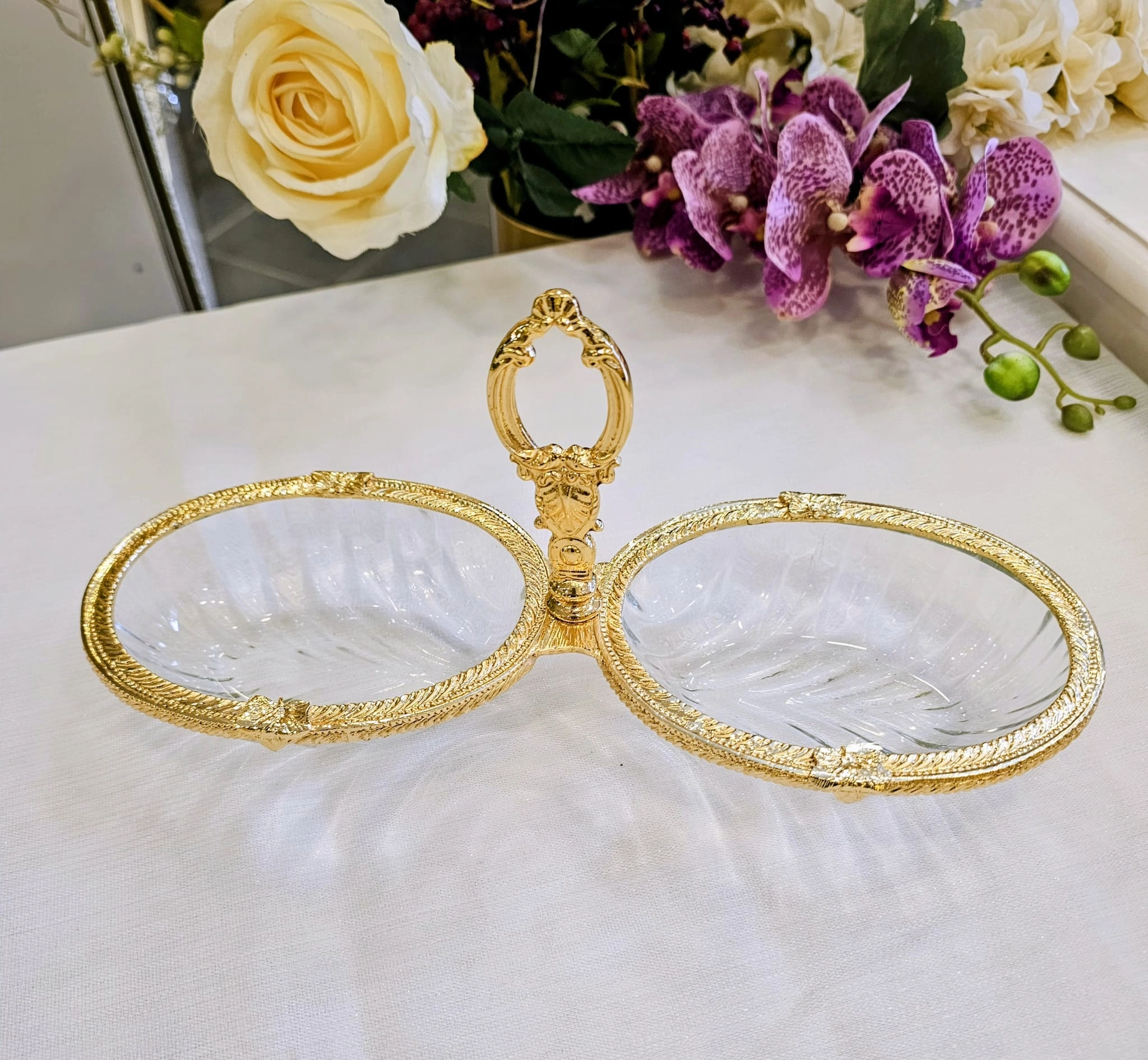 1 PARÇA 2 BÖLMELİ DÖKÜM METAL ÇERÇEVELİ ÇEREZLİK GOLD 