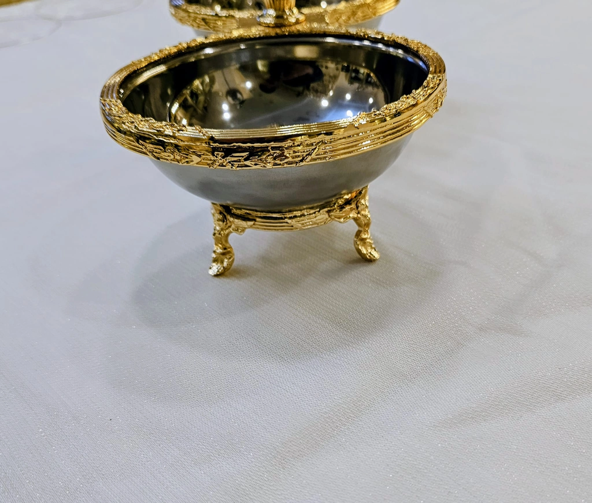 KLASİK AYAKLI PASLANMAZ ÇELİK 2 Lİ ÇEREZLİK GOLD DETAYLI