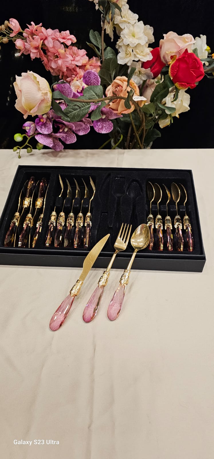 18 PARCA DAMLA KRİSTAL MODEL PEMBE TATLI SETİ