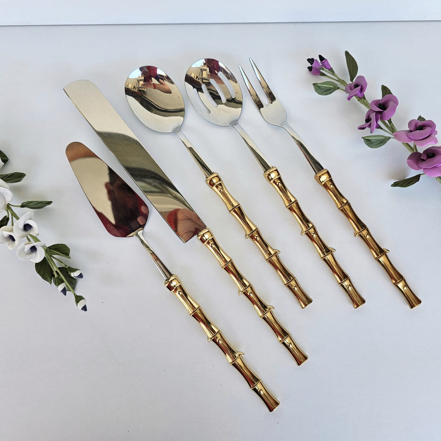 5 PARÇA SERVİS SETİ BAMBU MODEL GOLD