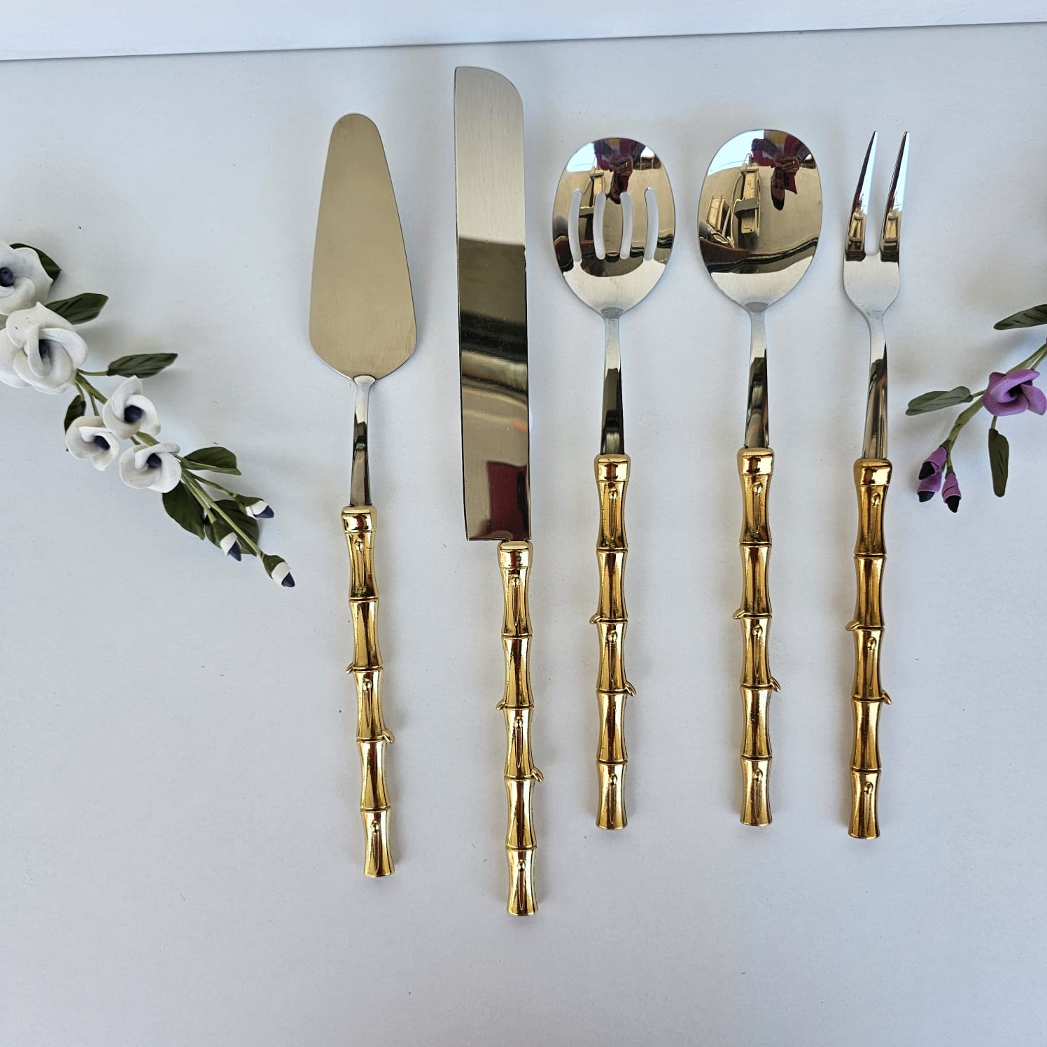 5 PARÇA SERVİS SETİ BAMBU MODEL GOLD