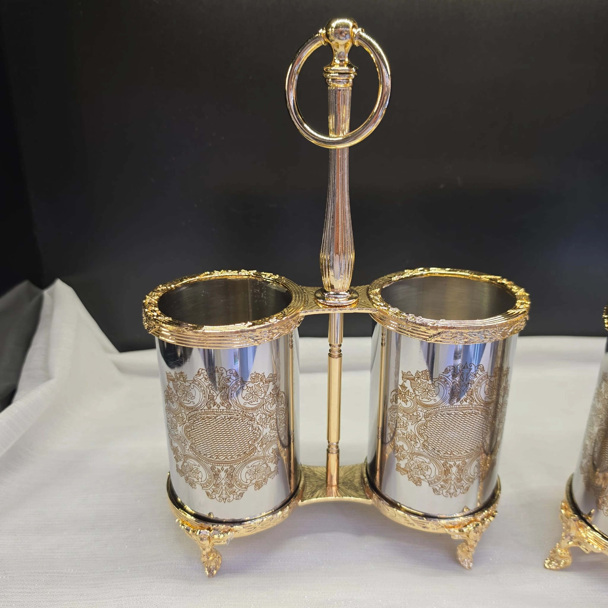 İKİ BÖLMELİ KULPLU PASLANMAZ ÇELİK ÇATAL BIÇAK LIK GOLD