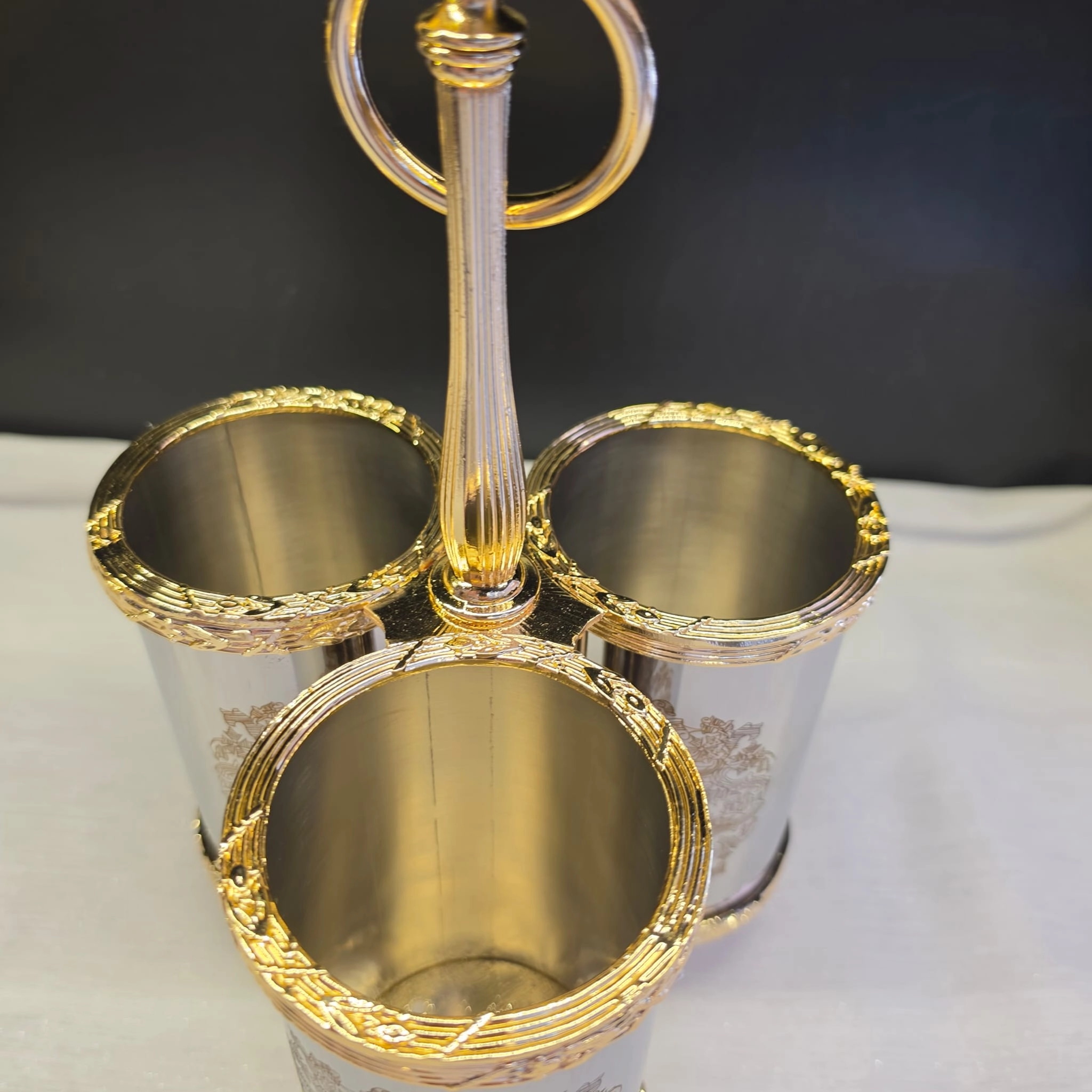 ÜÇ BÖLMELİ KULPLU PASLANMAZ ÇELİK ÇATAL BIÇAK LIK GOLD