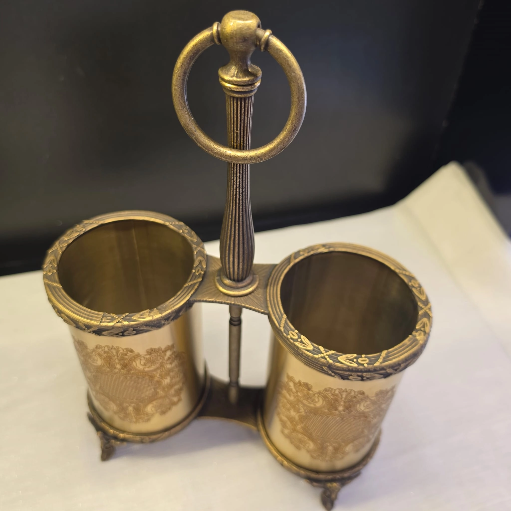 İKİ BÖLMELİ KULPLU PASLANMAZ ÇELİK ÇATAL BIÇAK LIK TİTANYUM KAPLAMA BRONZ
