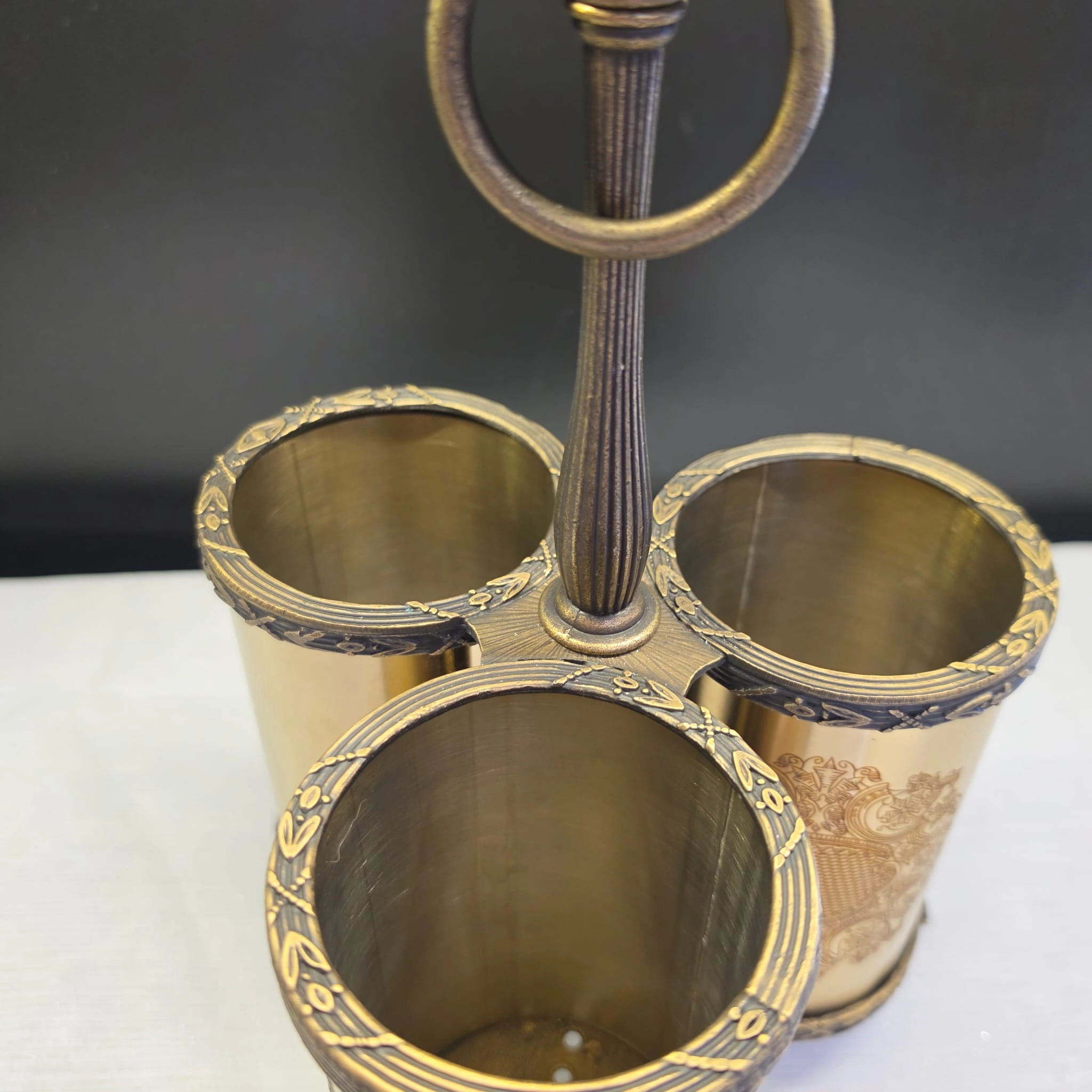 3 BÖLMELİ KULPLU PASLANMAZ ÇELİK ÇATAL BIÇAK LIK TİTANYUM KAPLAMA BRONZ