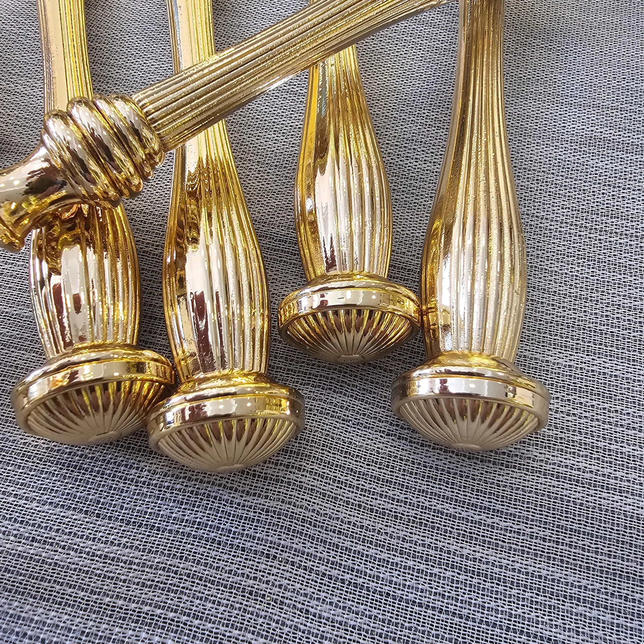 YİVLİ KOMPLE GOLD SAPLI 5 PARÇA SERVİS SETİ TİTANYUM