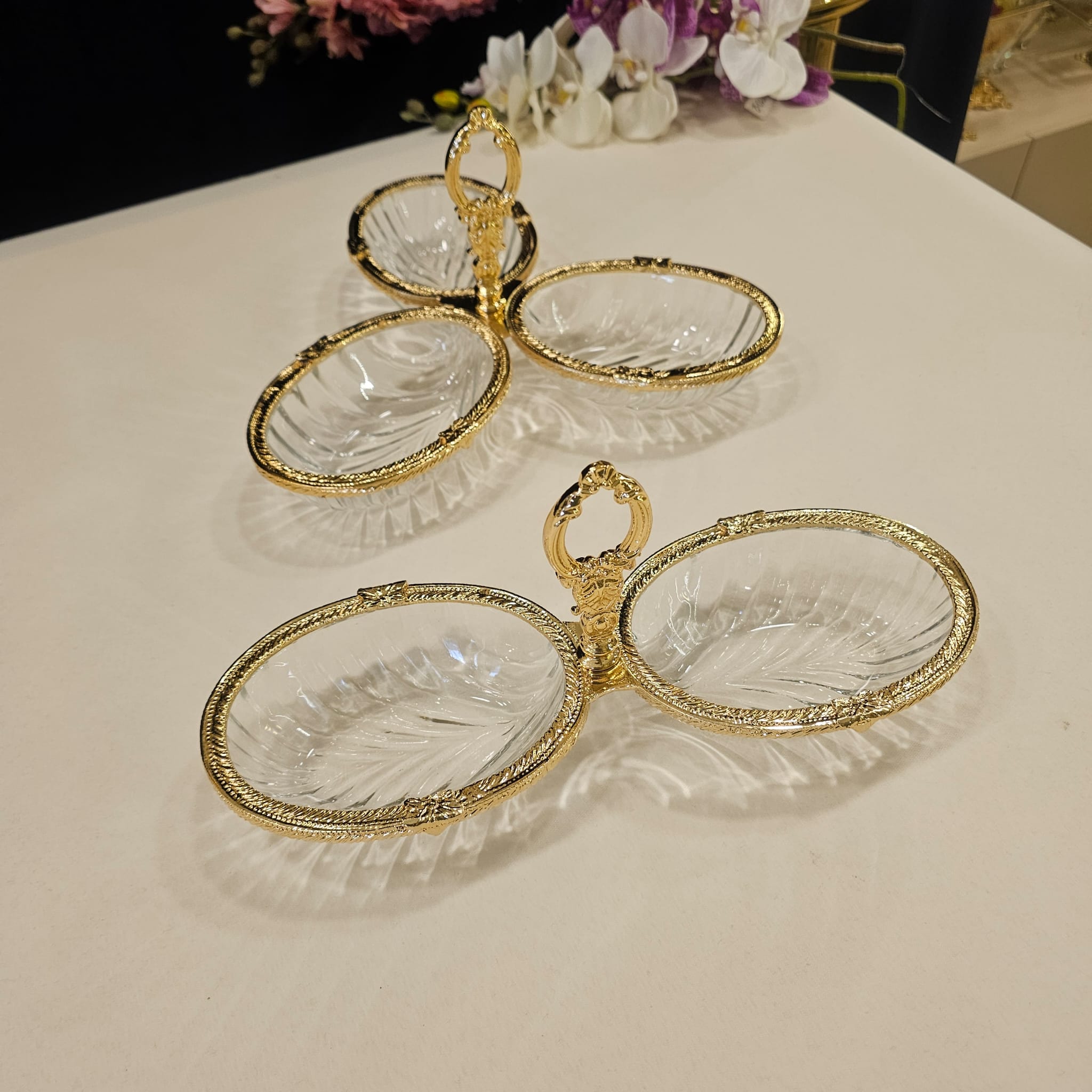 2 PARÇA 2 Lİ VE 3 BÖLMELİ DÖKÜM METAL ÇERÇEVELİ ÇEREZLİK GOLD