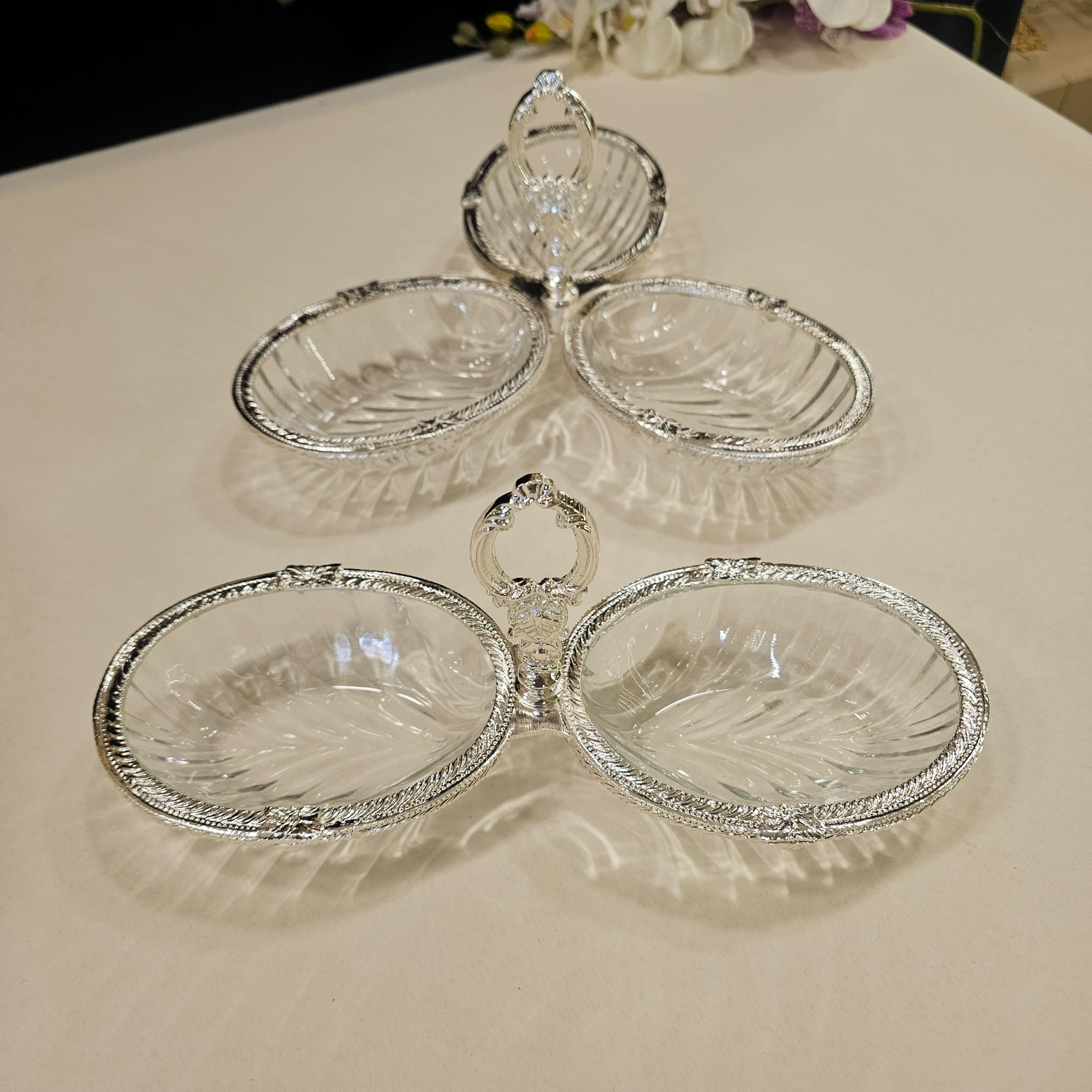 2 PARÇA 2 Lİ VE 3 BÖLMELİ DÖKÜM METAL ÇERÇEVELİ ÇEREZLİK GÜMÜŞ