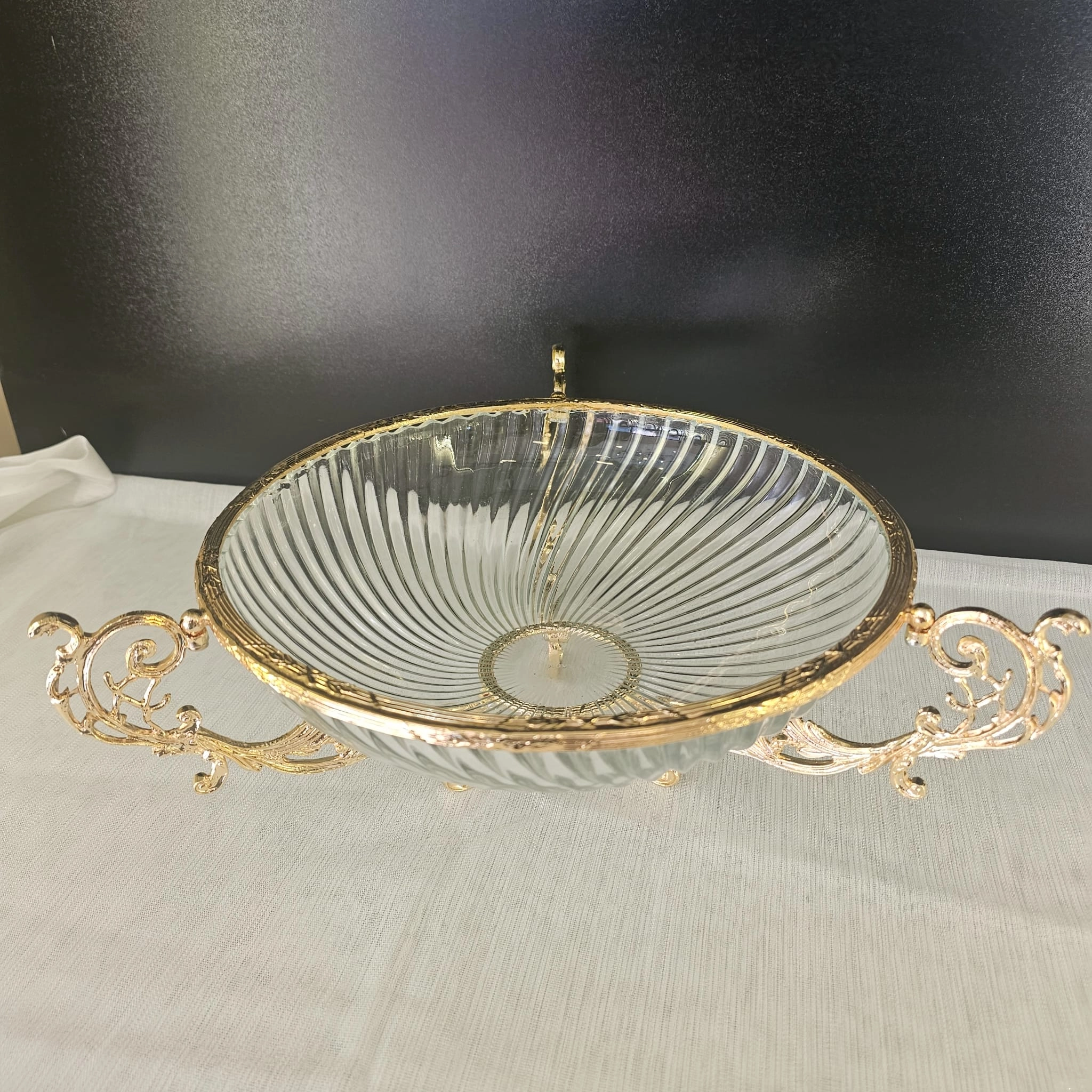 DÖKÜM METAL ÇERÇEVELİ CAM SUNUM SETİ 6 PARÇA GOLD